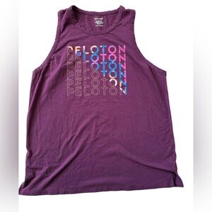 Peloton Womens Maroon Sleeveless Muscle Tank Top Athletic Medium Spellout Logo